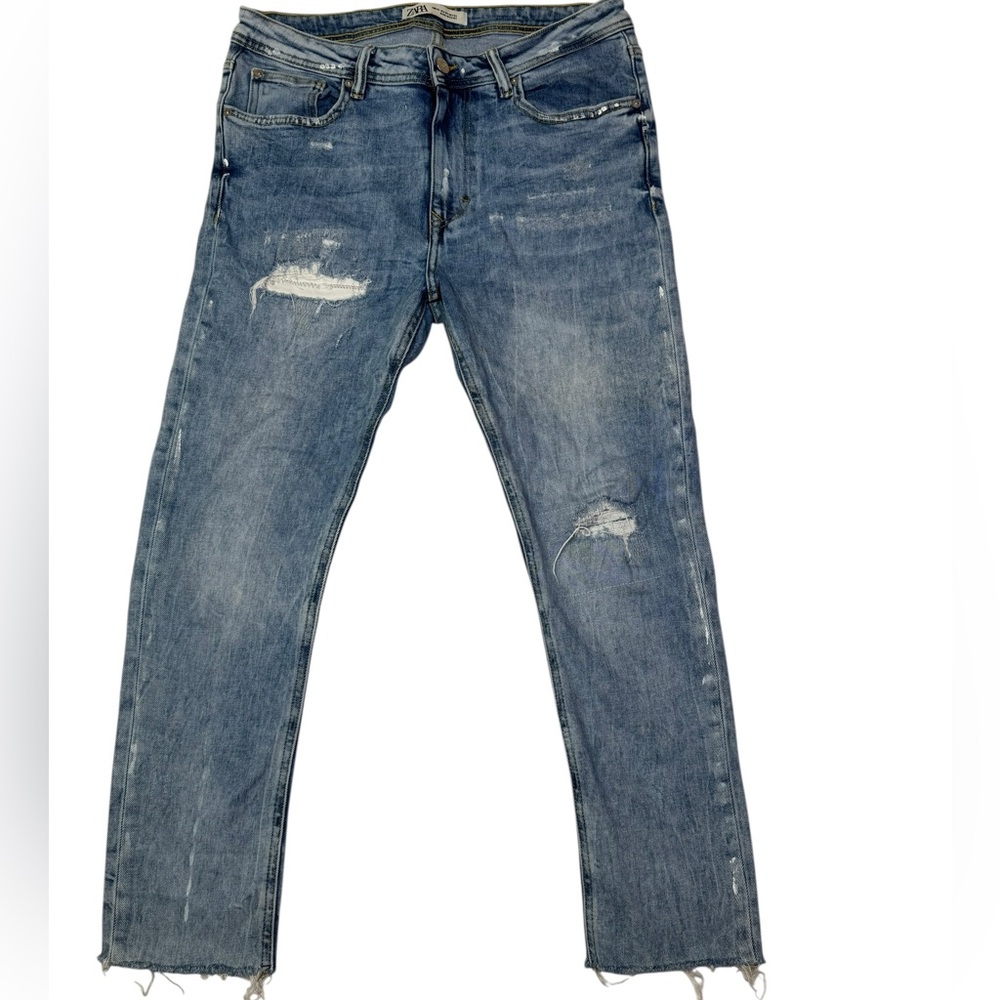 Zara Distressed Raw Hem Slim Jeans Men’s 32